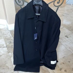 NEW Nautica wool pea coat 42 long black Wool blend